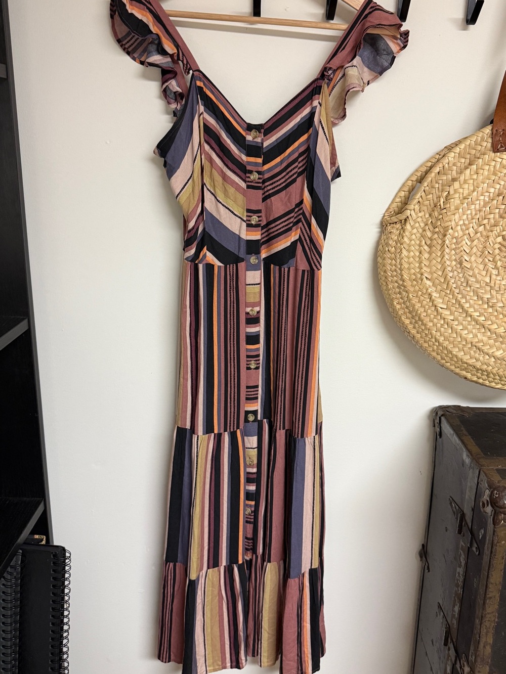 Colorful Susina Rayon tiered dress size Small